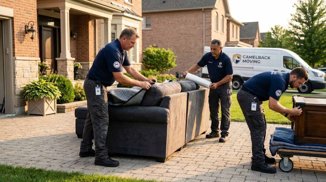 Large estate moving crew wrapping furniture in Mount Pleasant, PA