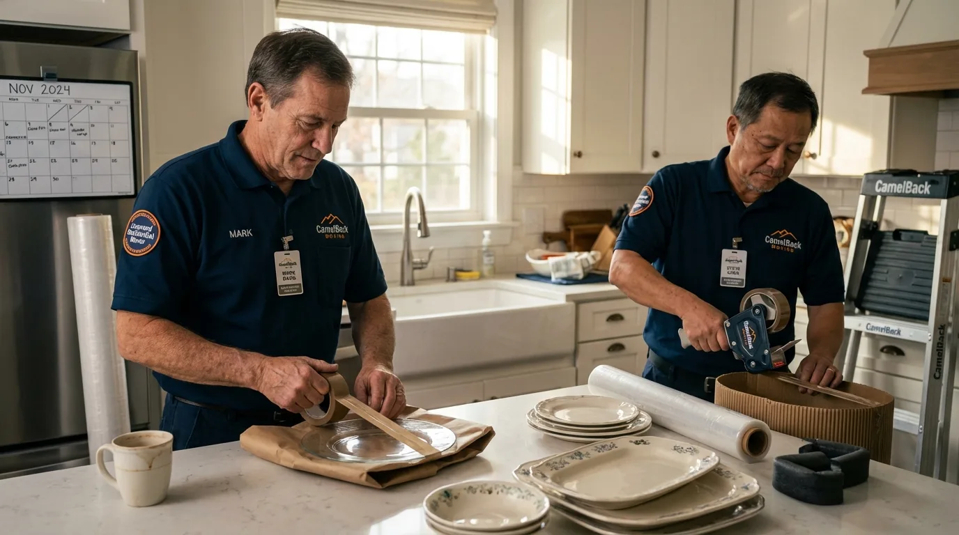 Professional crew packing kitchen dishware in Mount Pleasant, PA